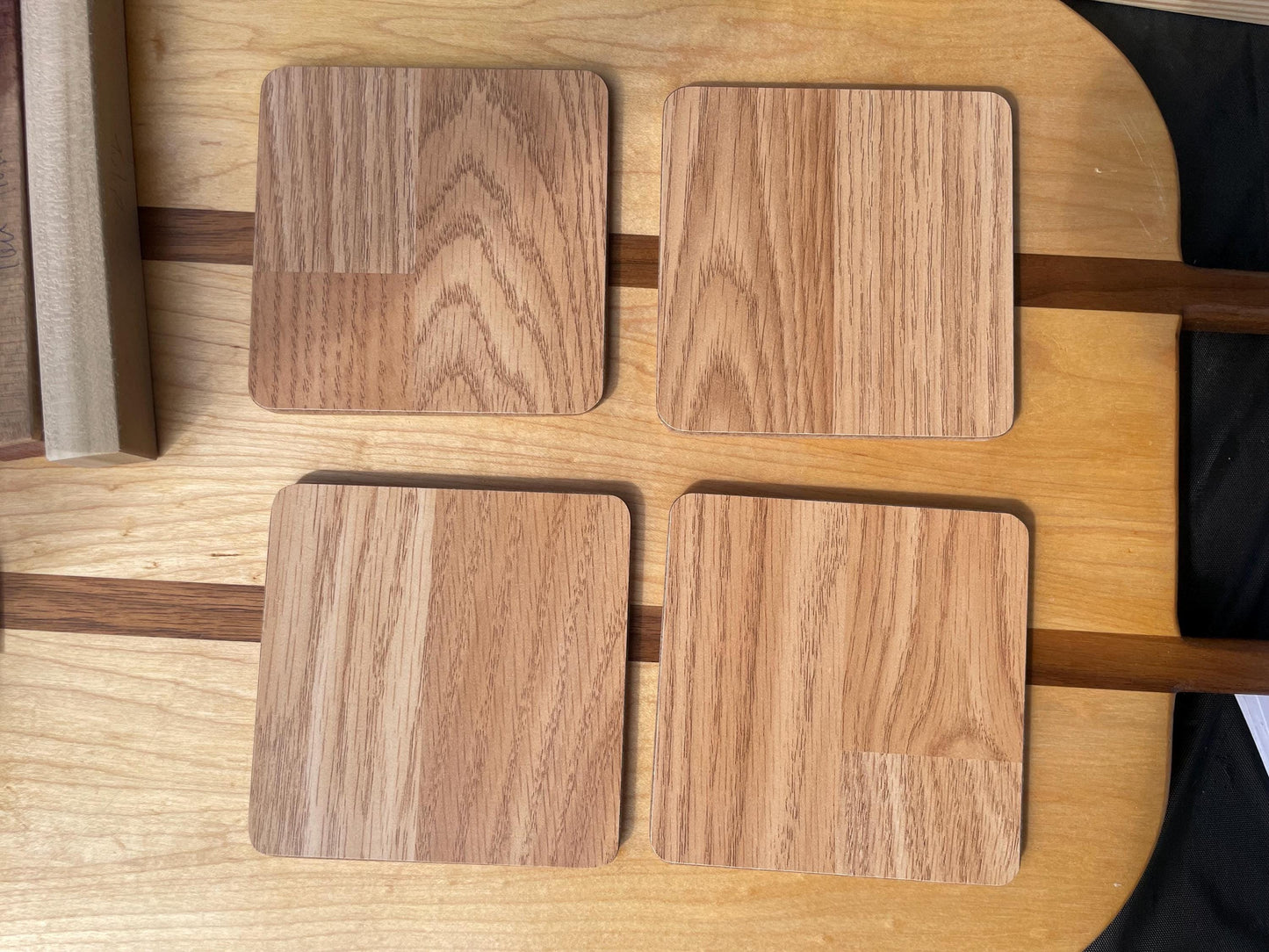 Set of 4 Basic Wooden Coasters Oak veneer MDF coaster