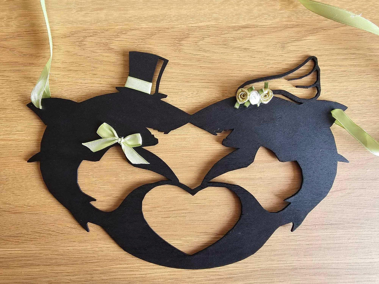 Shark bride and groom handing sign personalise with names