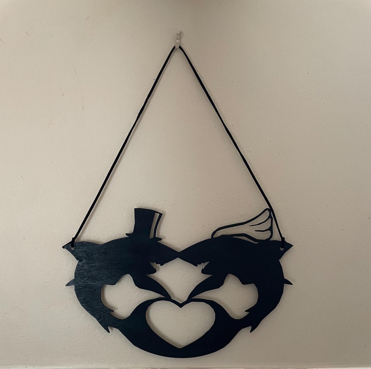 Shark bride and groom handing sign personalise with names