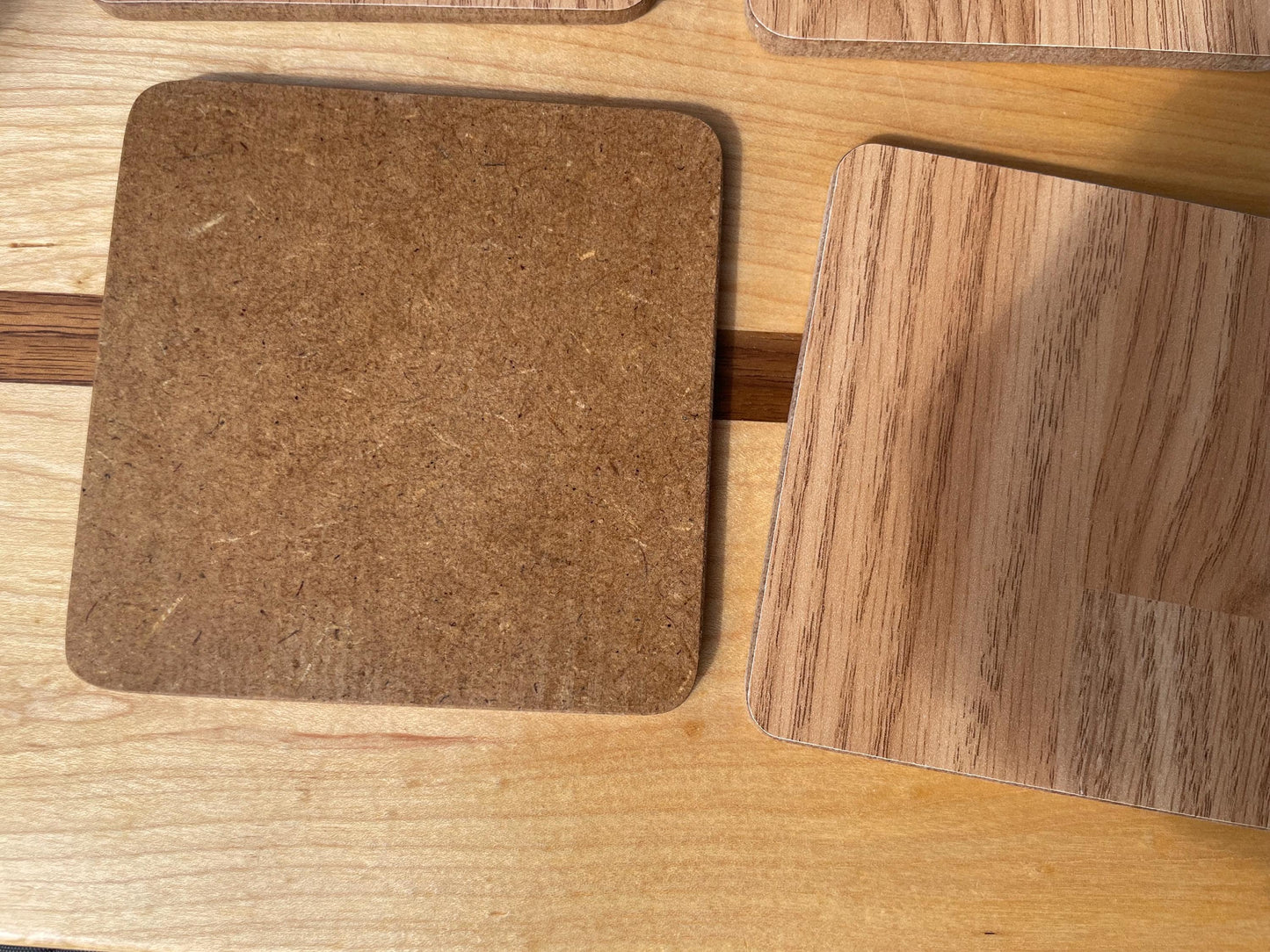 Set of 4 Basic Wooden Coasters Oak veneer MDF coaster