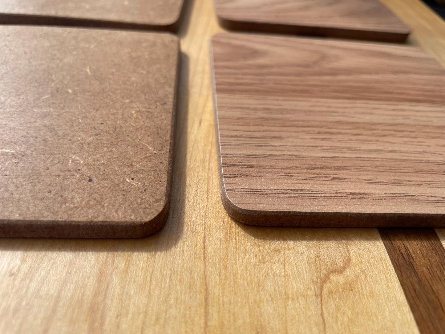 Set of 4 Basic Wooden Coasters Oak veneer MDF coaster