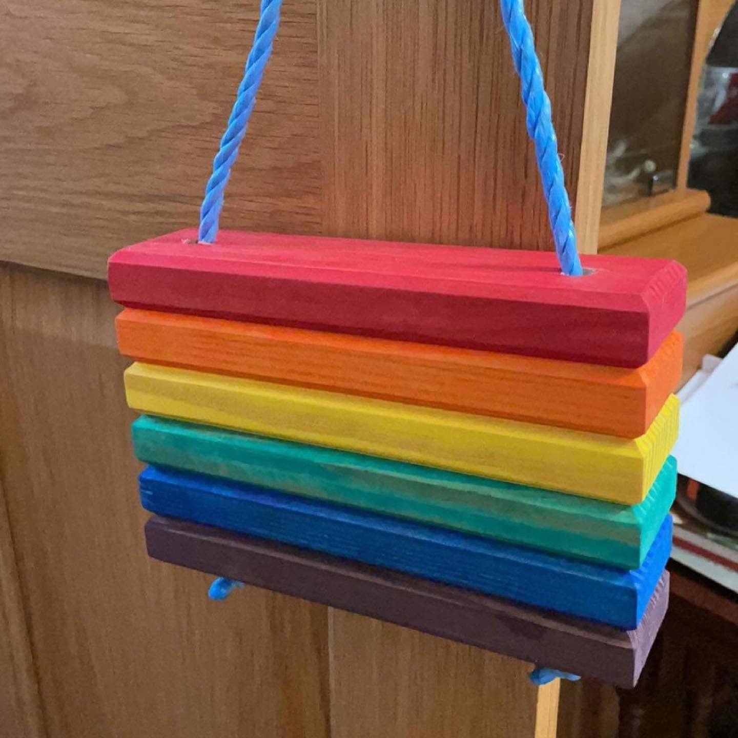 Wooden Pride Flag hanging, Freestanding