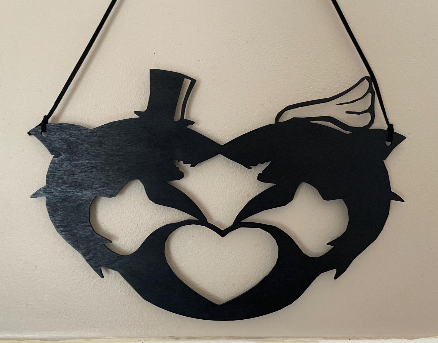 Shark bride and groom handing sign personalise with names