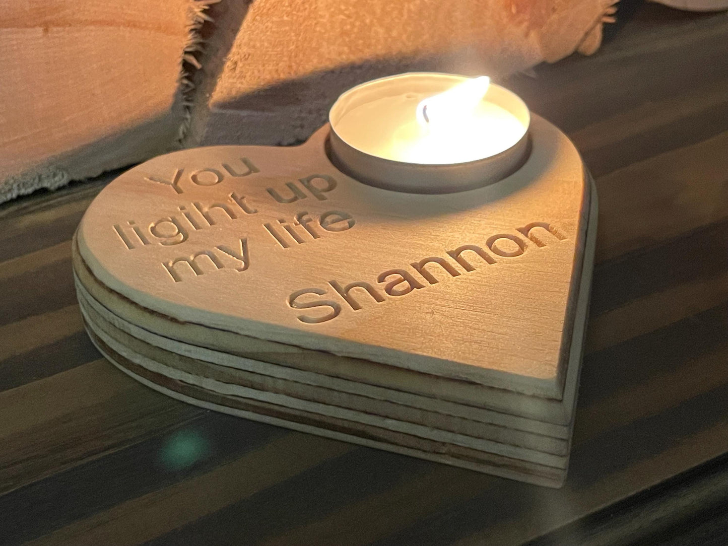 Wooden Heart Candle holder / light up my life / lighting up my day / wedding / valentine gifts