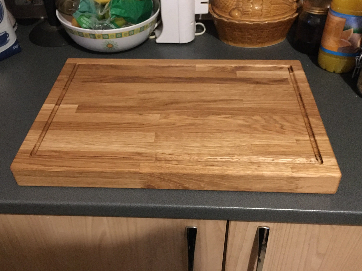 Solid Oak Wooden Chopping with cut out handles 450 x 300 x 40