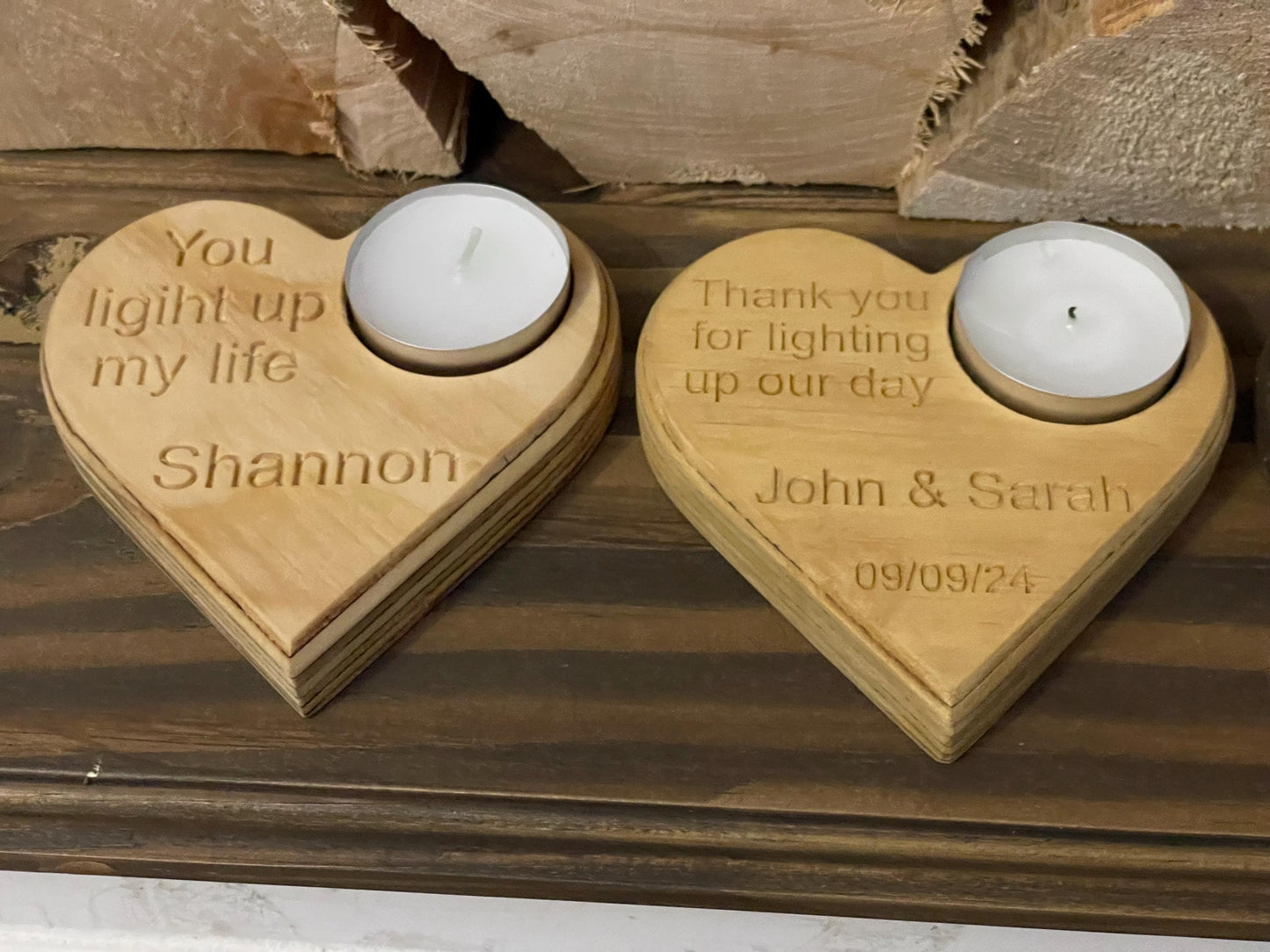 Wooden Heart Candle holder / light up my life / lighting up my day / wedding / valentine gifts