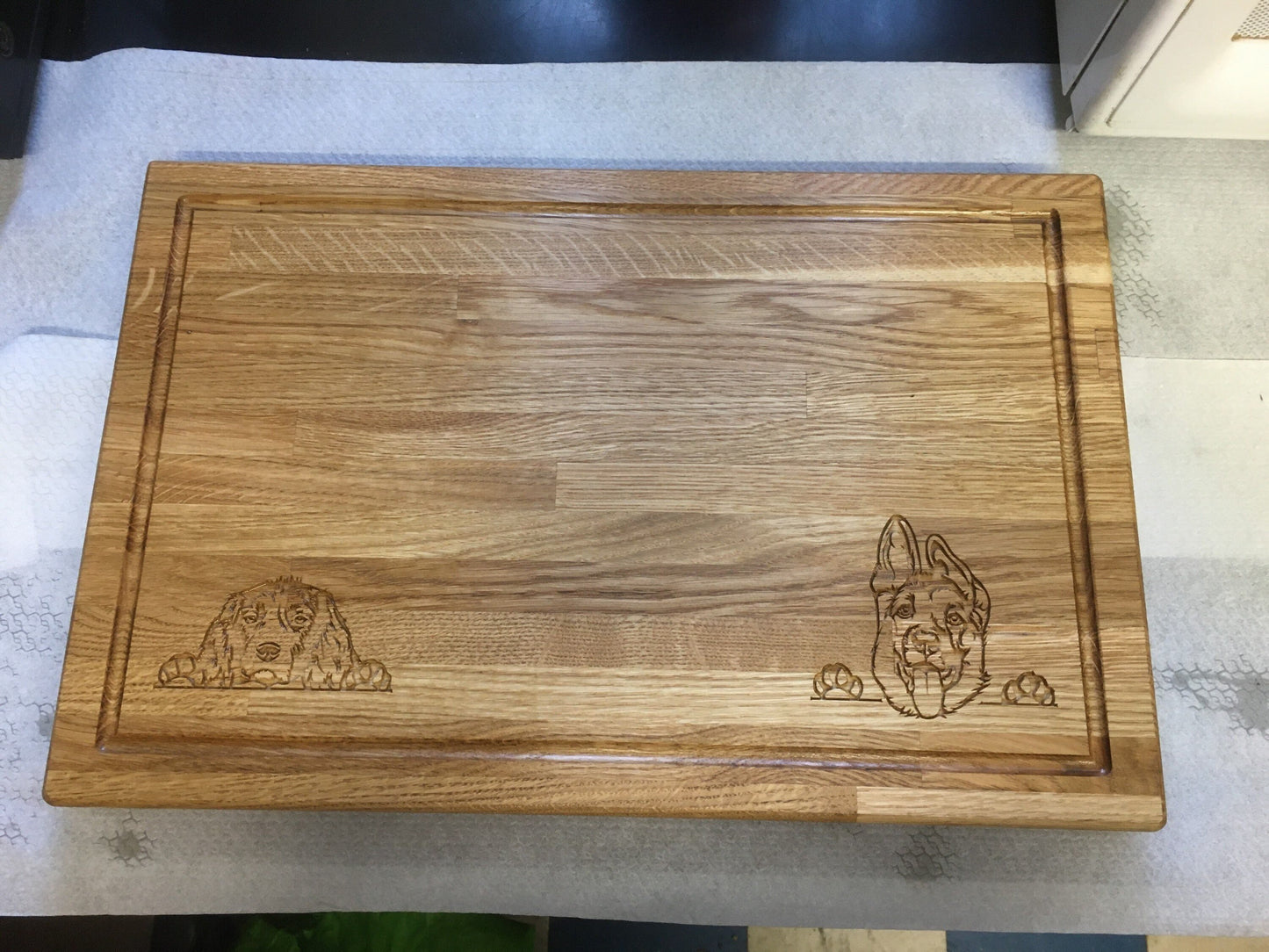 Solid Oak Wooden Chopping with cut out handles 450 x 300 x 40