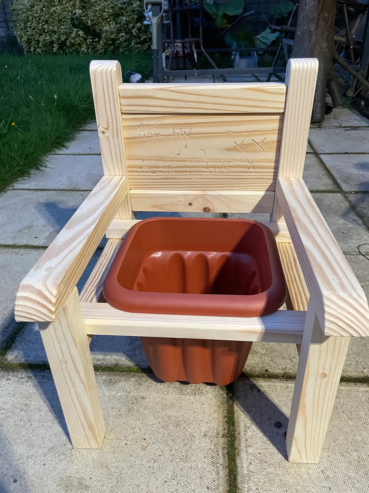 Pine flower bench / chair with personalisation