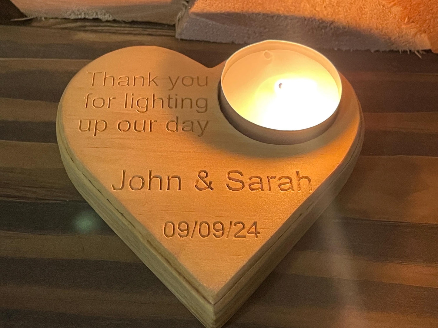 Wooden Heart Candle holder / light up my life / lighting up my day / wedding / valentine gifts