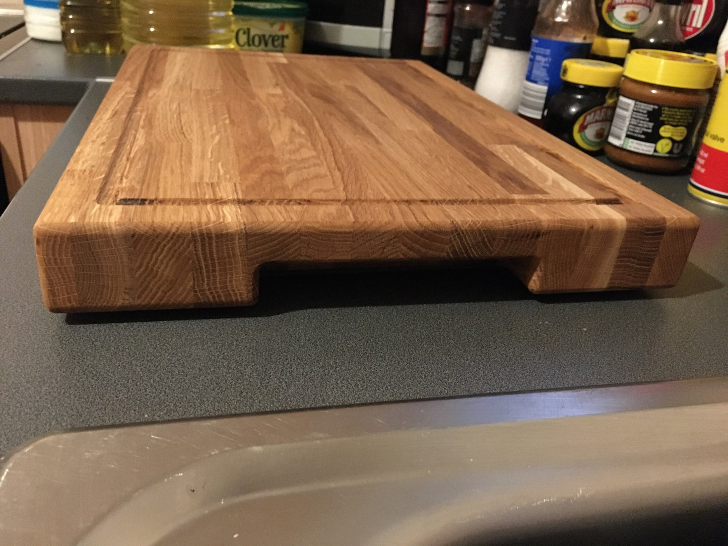 Solid Oak Wooden Chopping with cut out handles 450 x 300 x 40