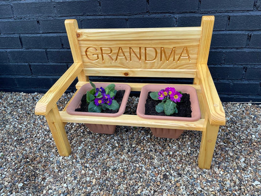 Pine flower bench / chair with personalisation