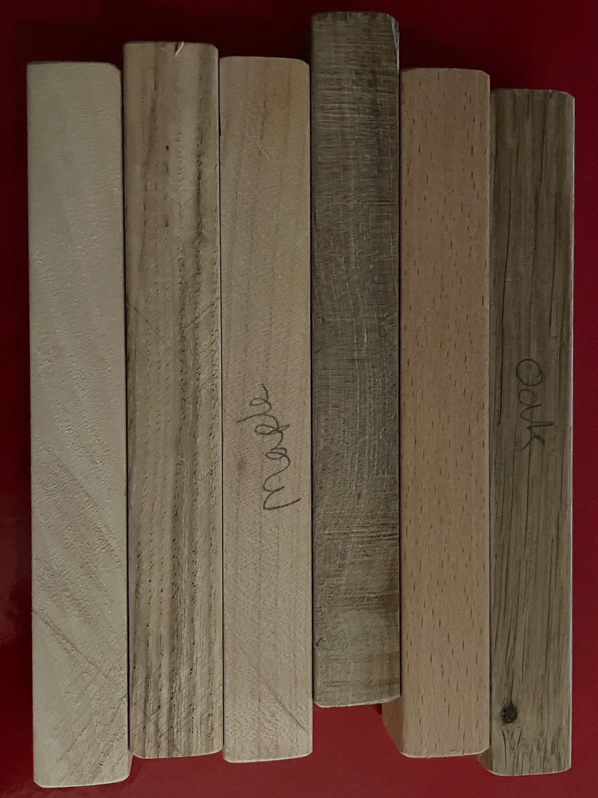 Set of 6 mix lime, Ash, Maple, Walnut, Beech and Oak
