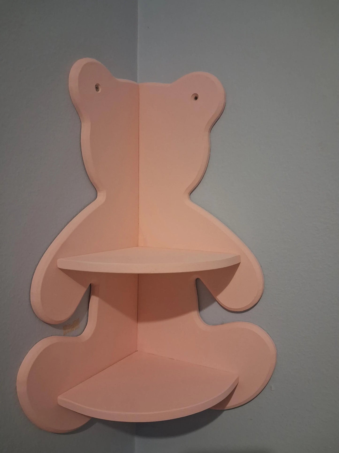 Teddy Shaped Corner Shelf, MDF Wall Storage, Playroom Decor