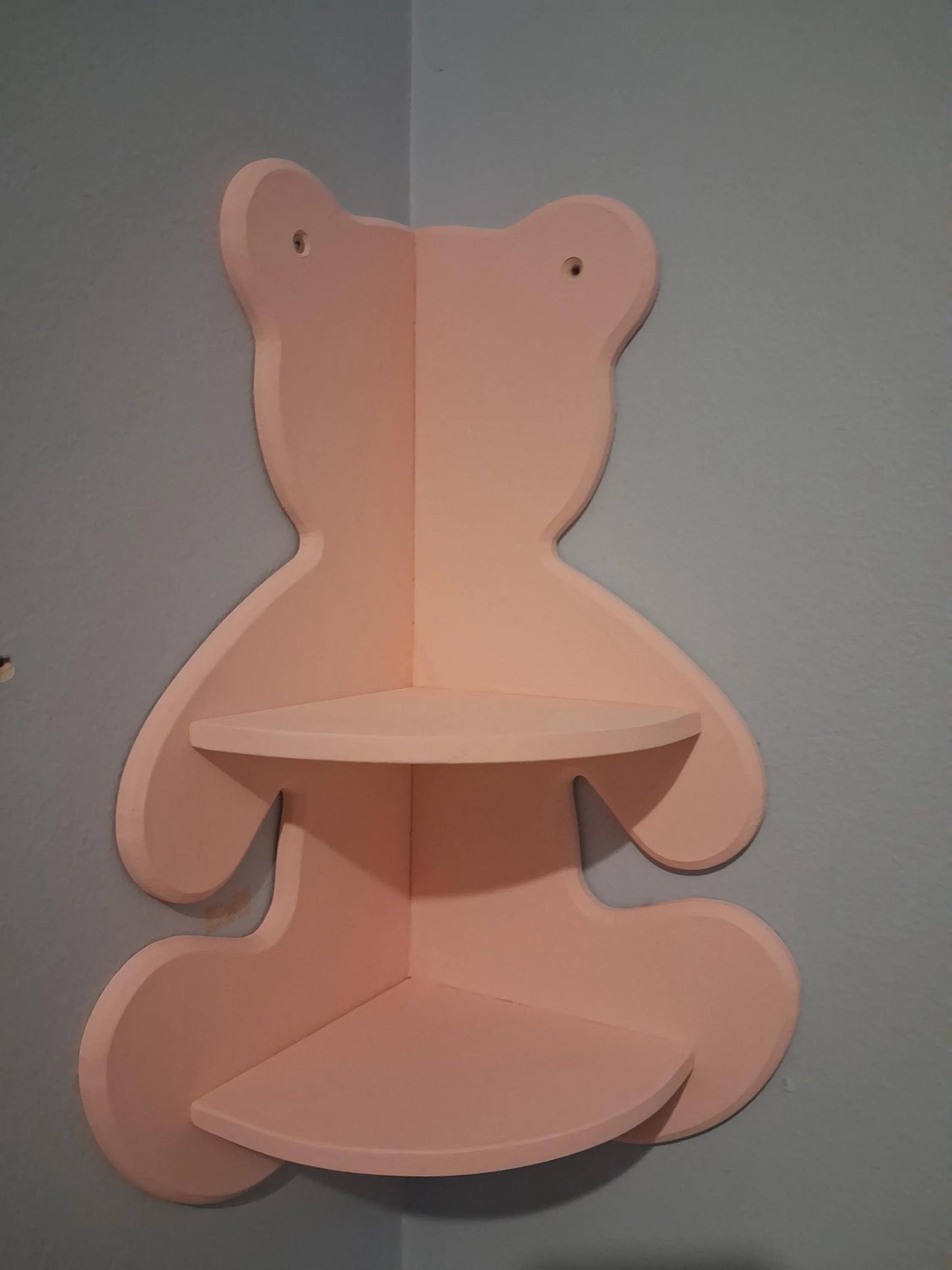 Teddy Shaped Corner Shelf, MDF Wall Storage, Playroom Decor