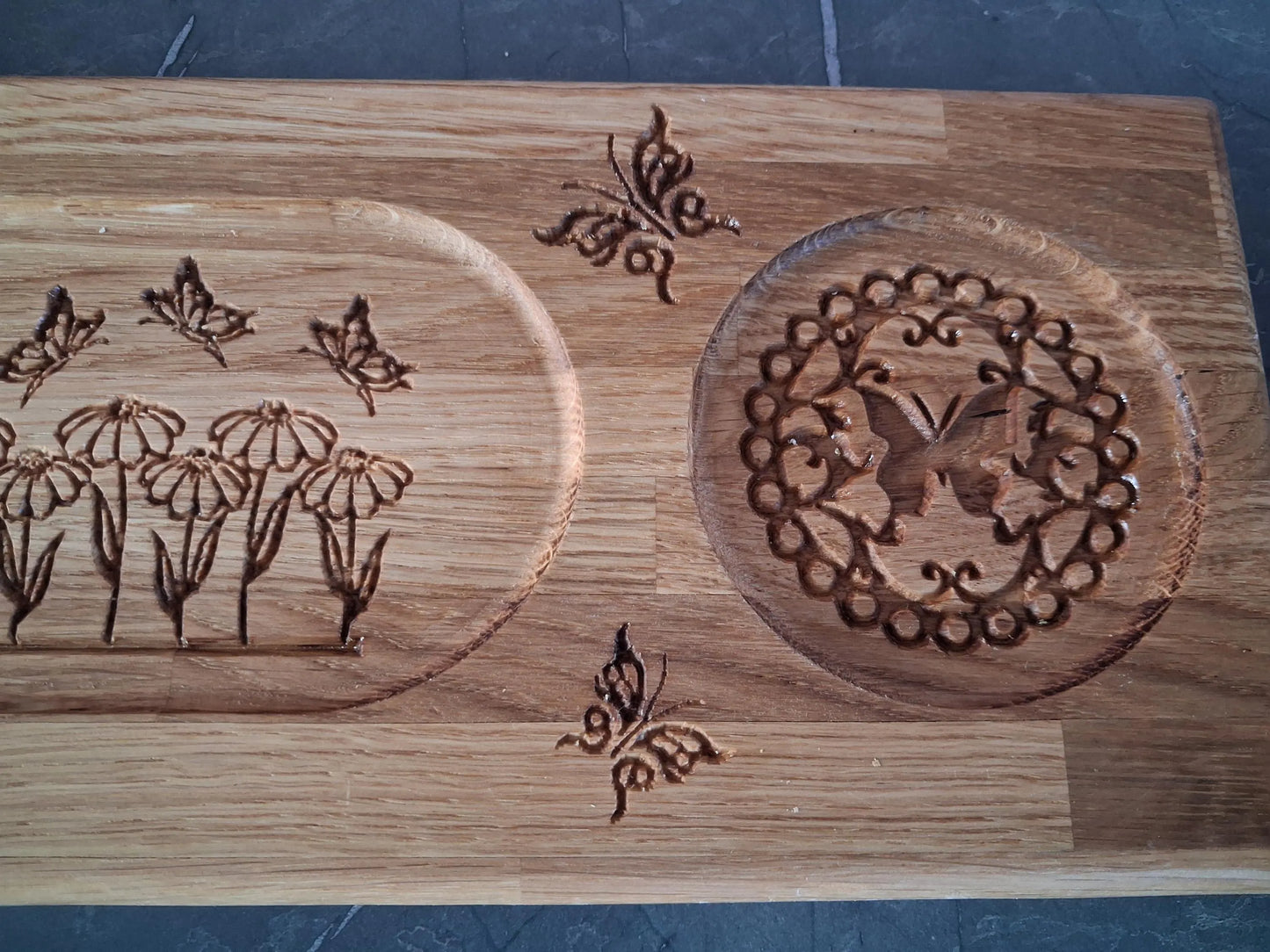 Wooden Drink and snack serving tray solid oak personable engraved tray